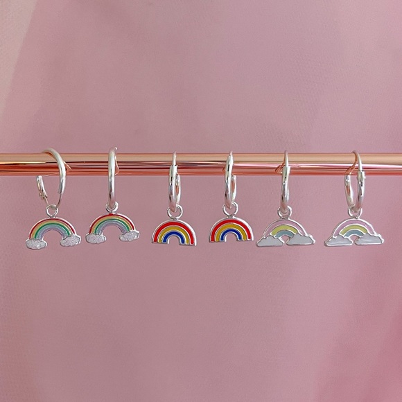 925 Sterling silver rainbow hoop earrings - Picture 1 of 5